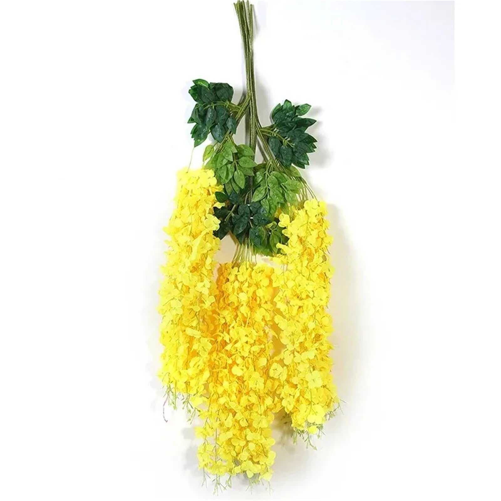 Dcrxz Artificial Flowers 12Pcs Artificial Wisteria Flower String Hanging Garland Outdoor Wedding Garden Arch Decoration Home Party Decor Fake Flower Vine(Yellow)