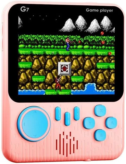 G7 Ultra-thin Mini Retro Handheld Portable Game Console 3.5-Inch Color Screen Built-In 666 Game Player Without joy stick Best Gifts for kids.(PINK)