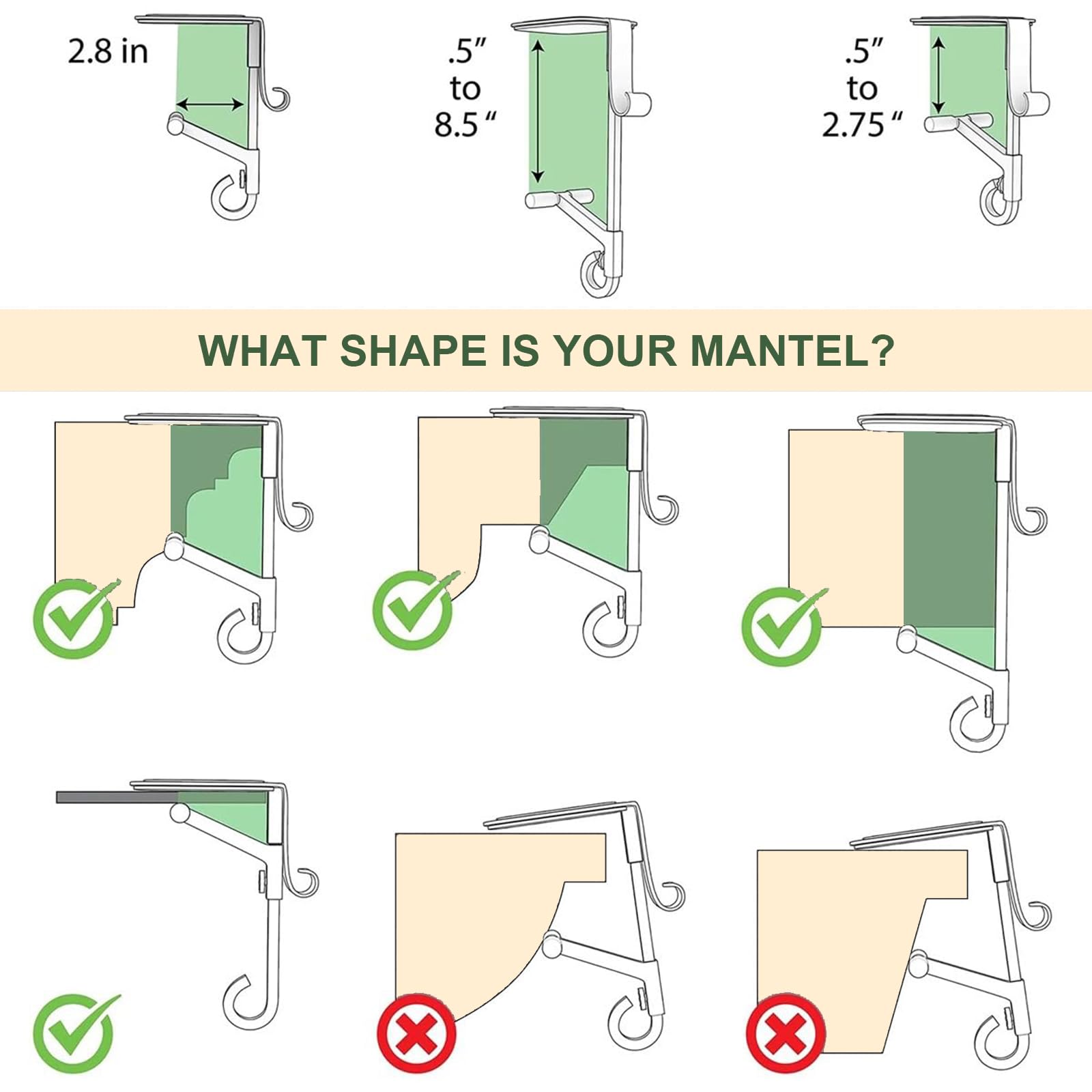 Lot De 3 Crochets pour Chaussettes De Noël Adjustables pour Cheminée, Support De Guirlande 2 En 1 Sans Percer, Porte-Chaussettes Noël Réglable En Métal pour Décoration De Fête (Noir)