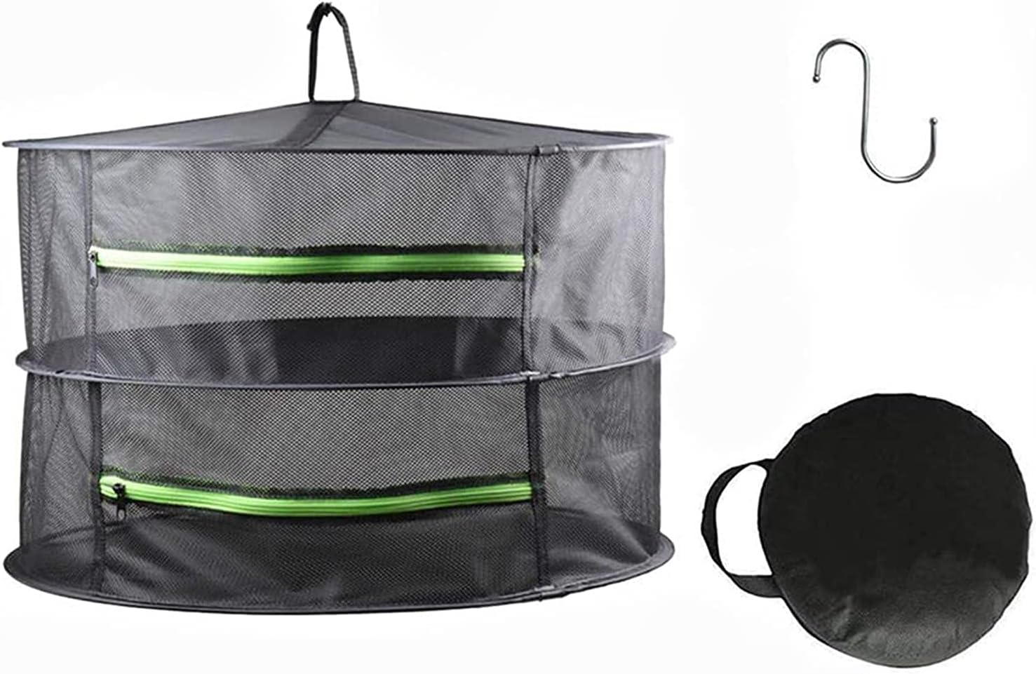 HYDGOOHO Layer 2ft Herb Drying Rack Net Mesh with Green Zippers Hydroponics,Bonus