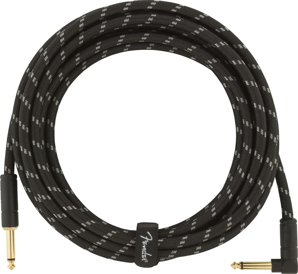Fender Deluxe Series Instrument Cable, Straight/Angle, Black Tweed, 15ft