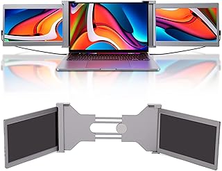 Monitor portátil triplo de 13,3 polegadas, extensor de tela de laptop triplo FHD 1080 P HDR IPS para exibição de monitor duplo, tela tripla para laptop de 13,3"-16,5", para OS X(Cinza espacial)
