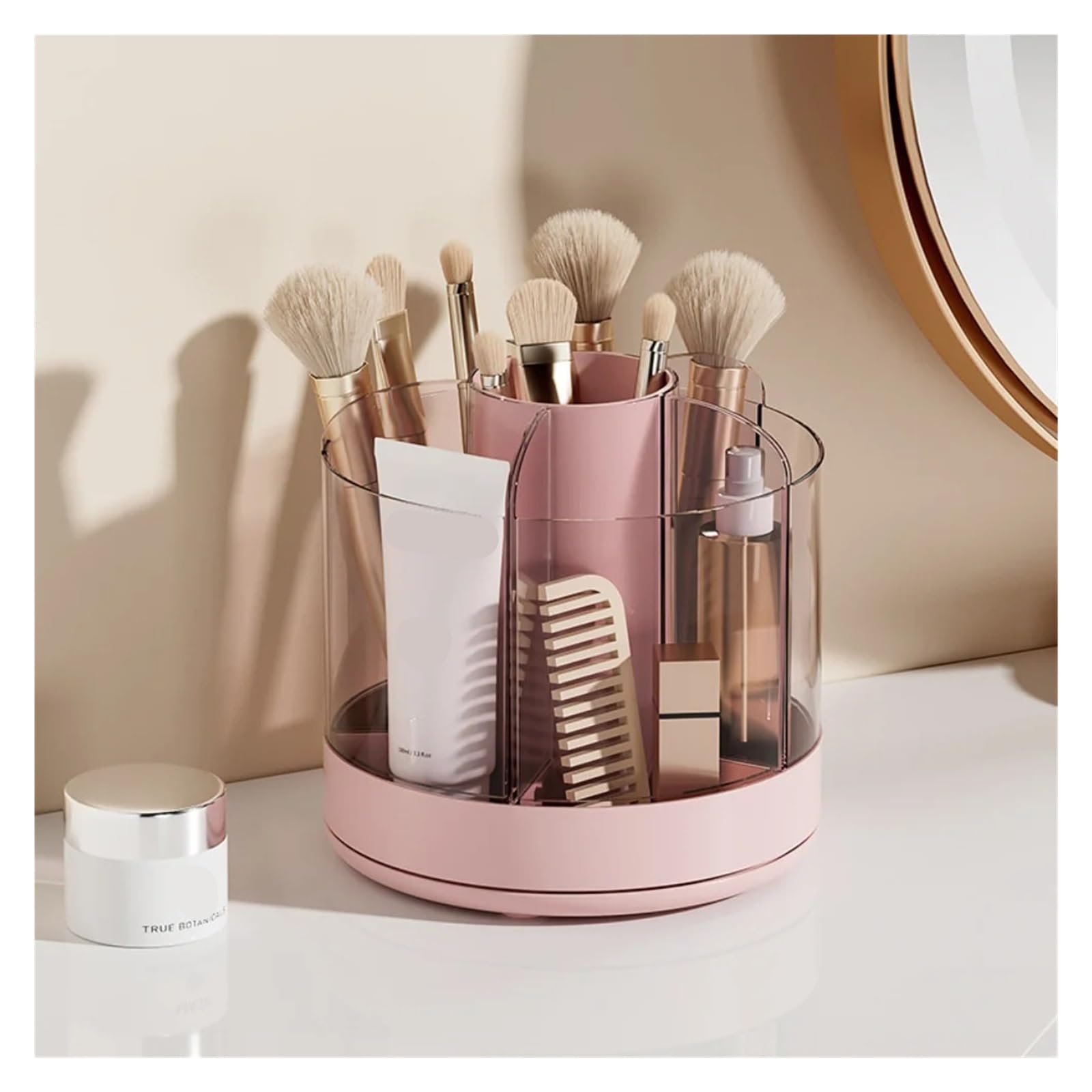 Organizzatore for cosmetici trasparente girevole a 360 gradi, mobiletto da toeletta multifunzionale, for la cura della pelle, for pennelli for rossetto, supporto portaoggetti per cassettiera, bagno(Pi
