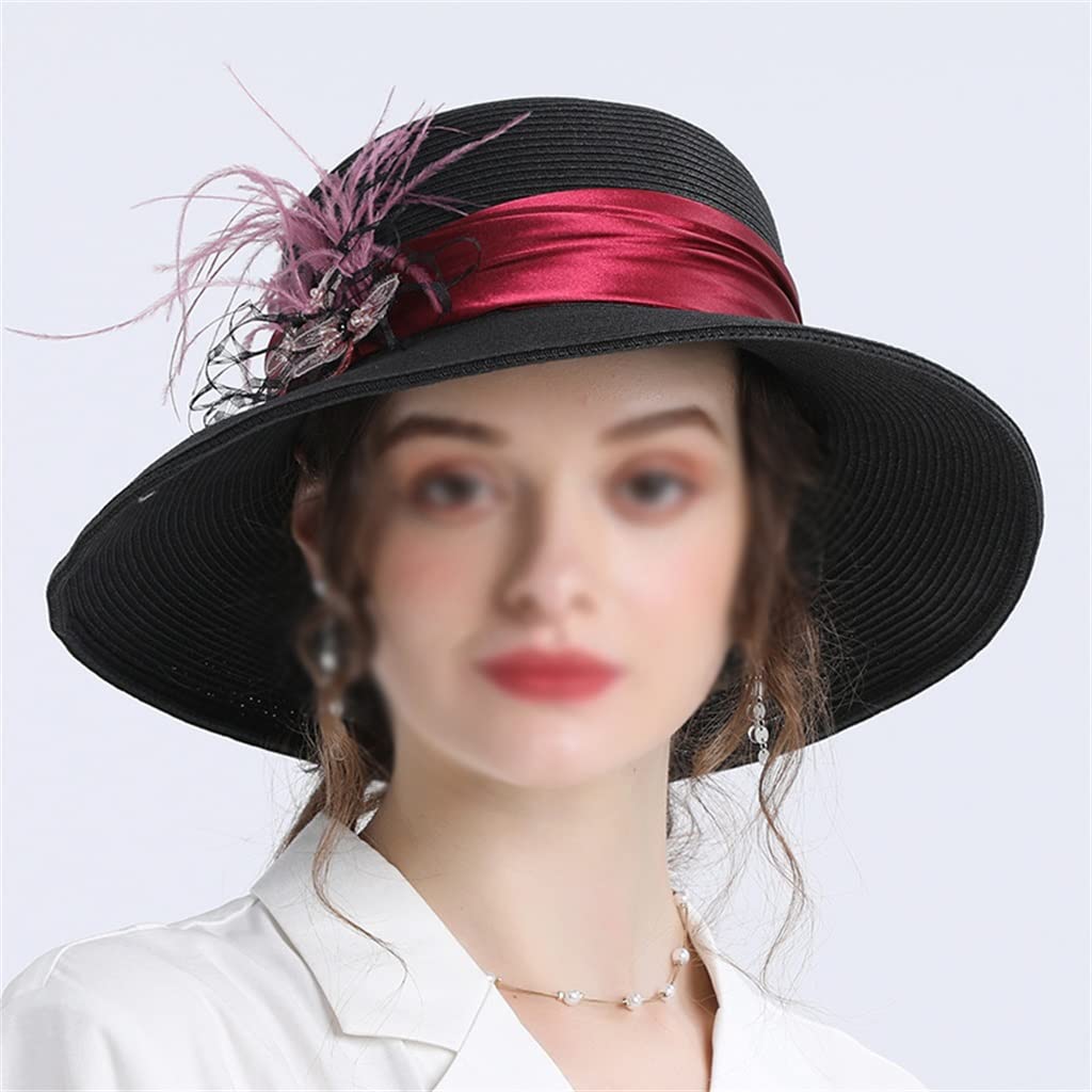 Cappello, Cappello Decorativo a Fiori a Tesa Larga da Donna Primaverile e Autunnale, Cappello da Sole