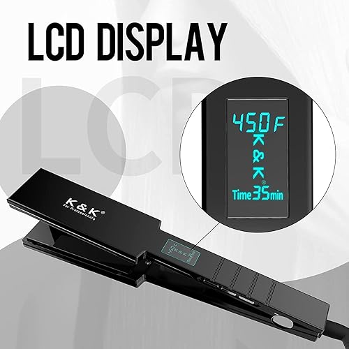 Miniatura 3 de Plancha plana profesional de titanio K&K de 1.75 pulgadas para cabello liso y rizado (1.75 pulgadas)