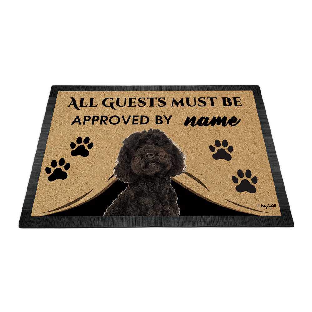 BAGEYOU All Guests Must be Approved Doormat with My Love Dog Labradoodle Welcome Floor Mat Custom Name 27.5 x 17.7