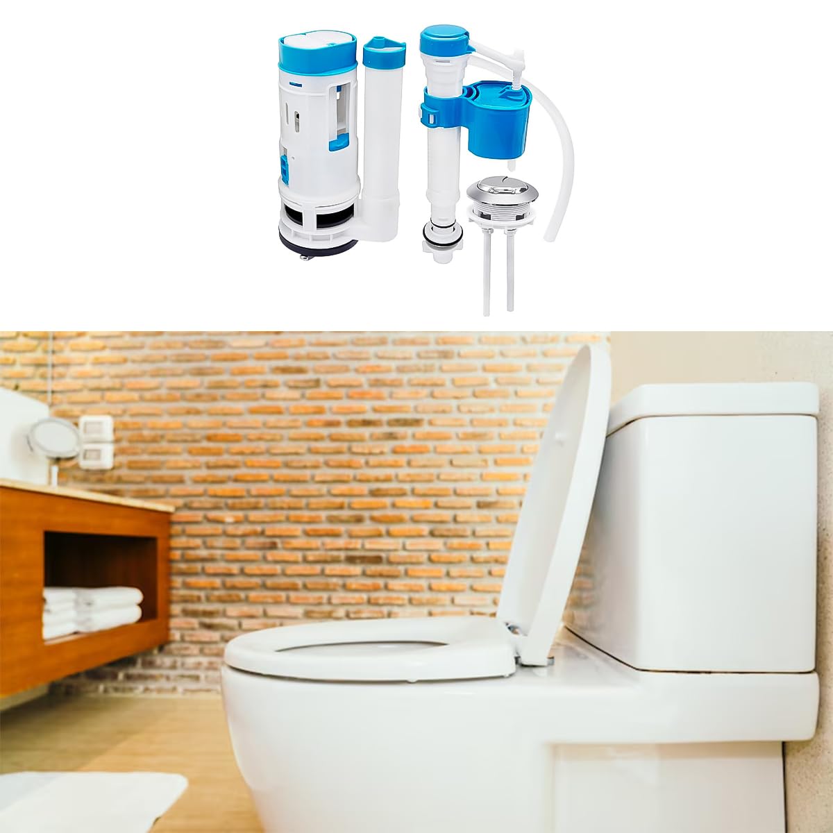 Kit De Válvula De Doble Descarga - Conjunto De Botón Ajustable para Tanque De Inodoro, Acero Inoxidable, Universal, a Prueba De Fugas, Compatible con Tanques De Inodoro De 20 a 25 Cm De Altura
