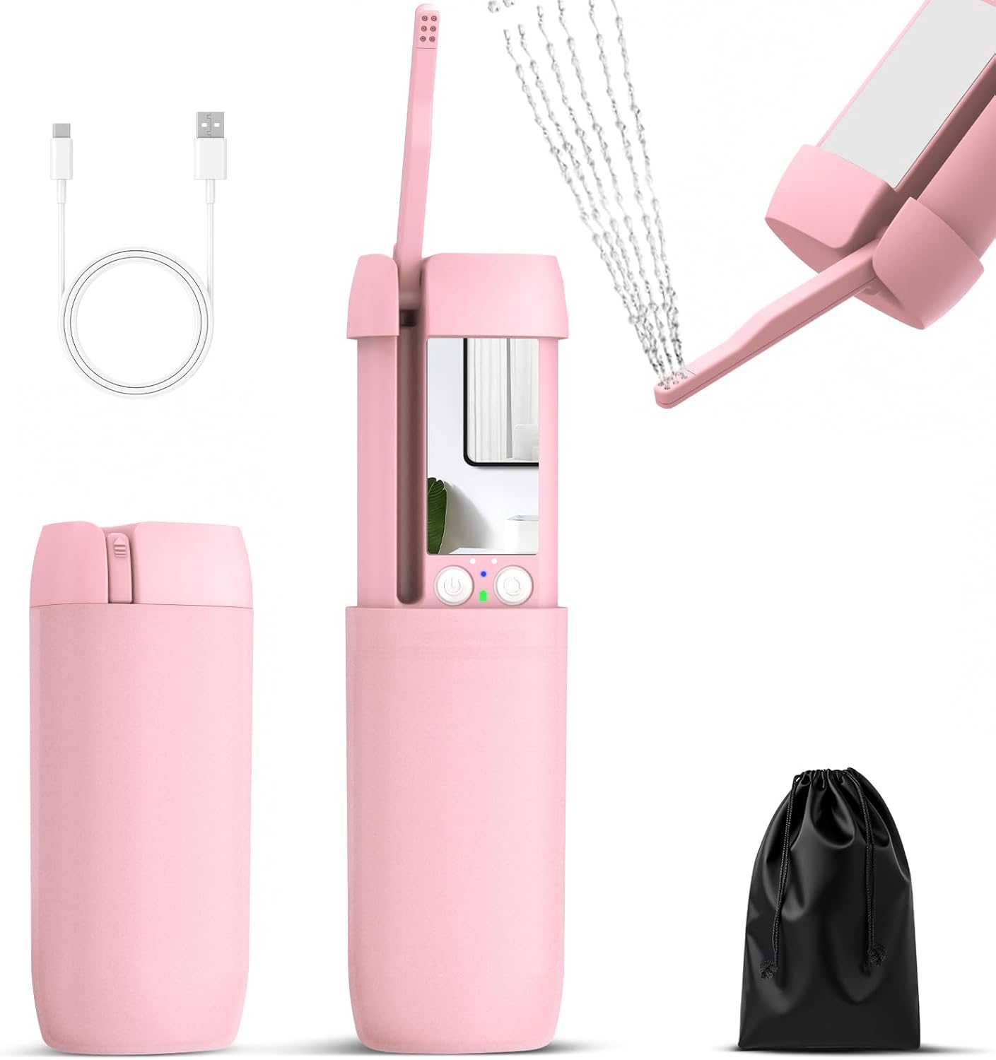 Portable Bidet, 150ml Tank, Peri Bottle for Women with 3 Pressure Modes, 1500mAh Rechargeable Battery for Travel and Postpartum Use, Small and Portable Powerful Travel Bidet Pink