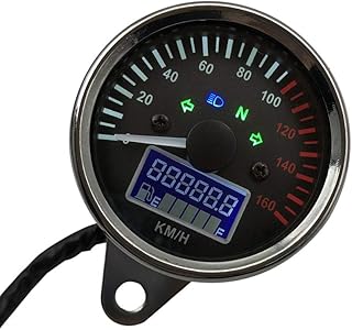 Motorcycle Odometer 12V Motorcycle Speedometer Digital Tachometer Liquaid Crystal Instrument Gauge Odometer + Fuel meter Indicator 0-160 KM/H