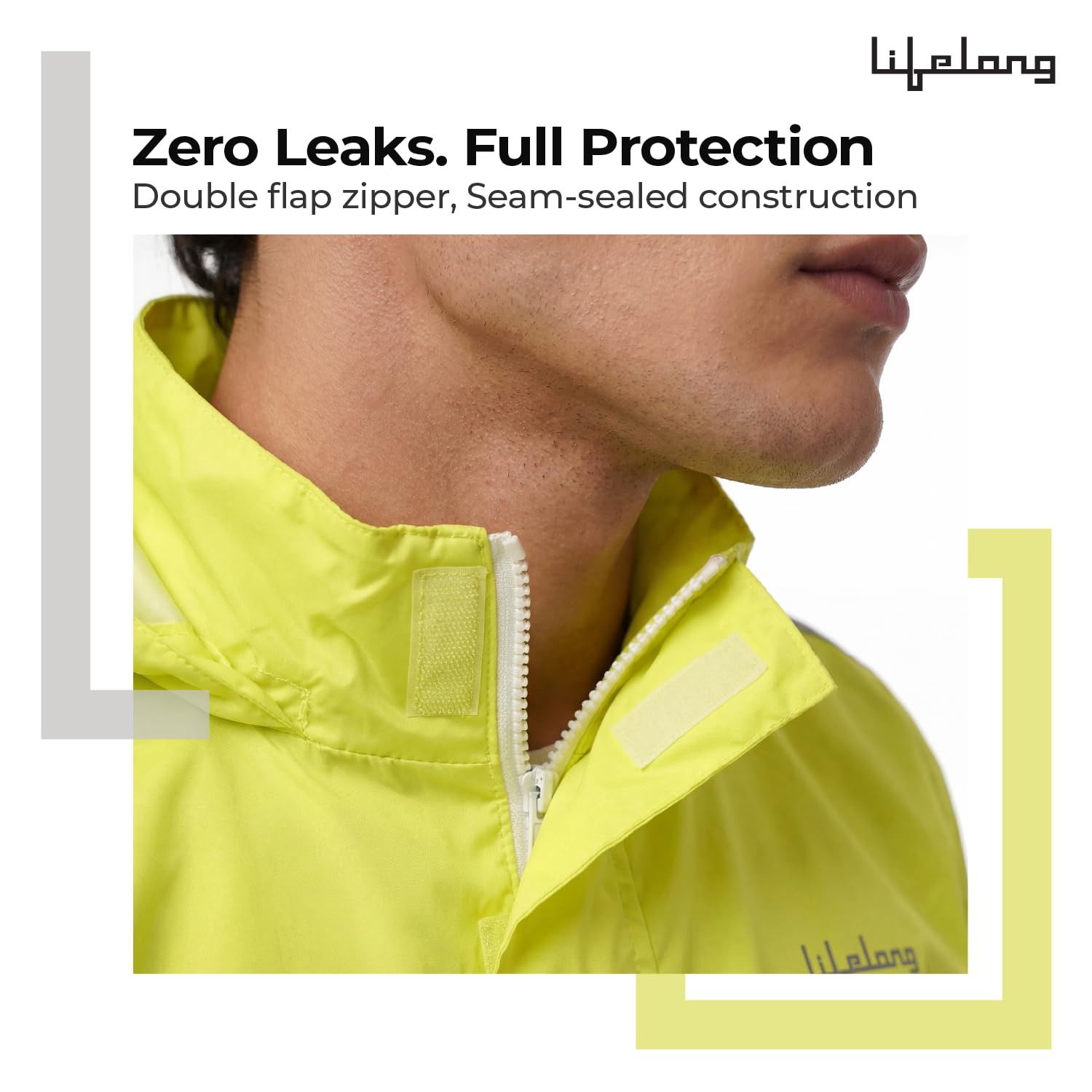 Lifelong Unisex Adult H2Go Pro 3 Rain Standard Length Jacket I 10000mm Waterproof Nylon Shell | Motorcycle Riding Rain Jacket | Heat Sealed Seams | Drycore WR Zippers - Hi-Viz Green, L 1