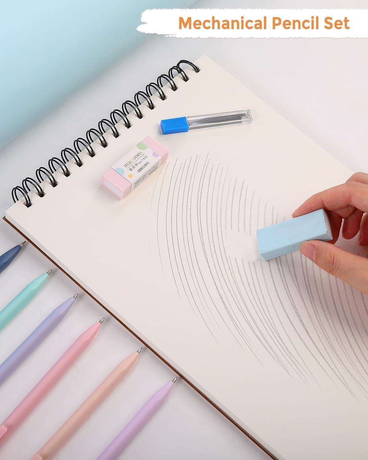SKYDUE Ästhetisches Schulbedarf, großes Fassungsvermögen, Federmäppchen mit niedlichen Pastell-Textmarkern, Gelstiften, Druckbleistiften, Bibelbuch-Anmerkungs-Set, Schulbedarf für Mädchen, Rosa, 44