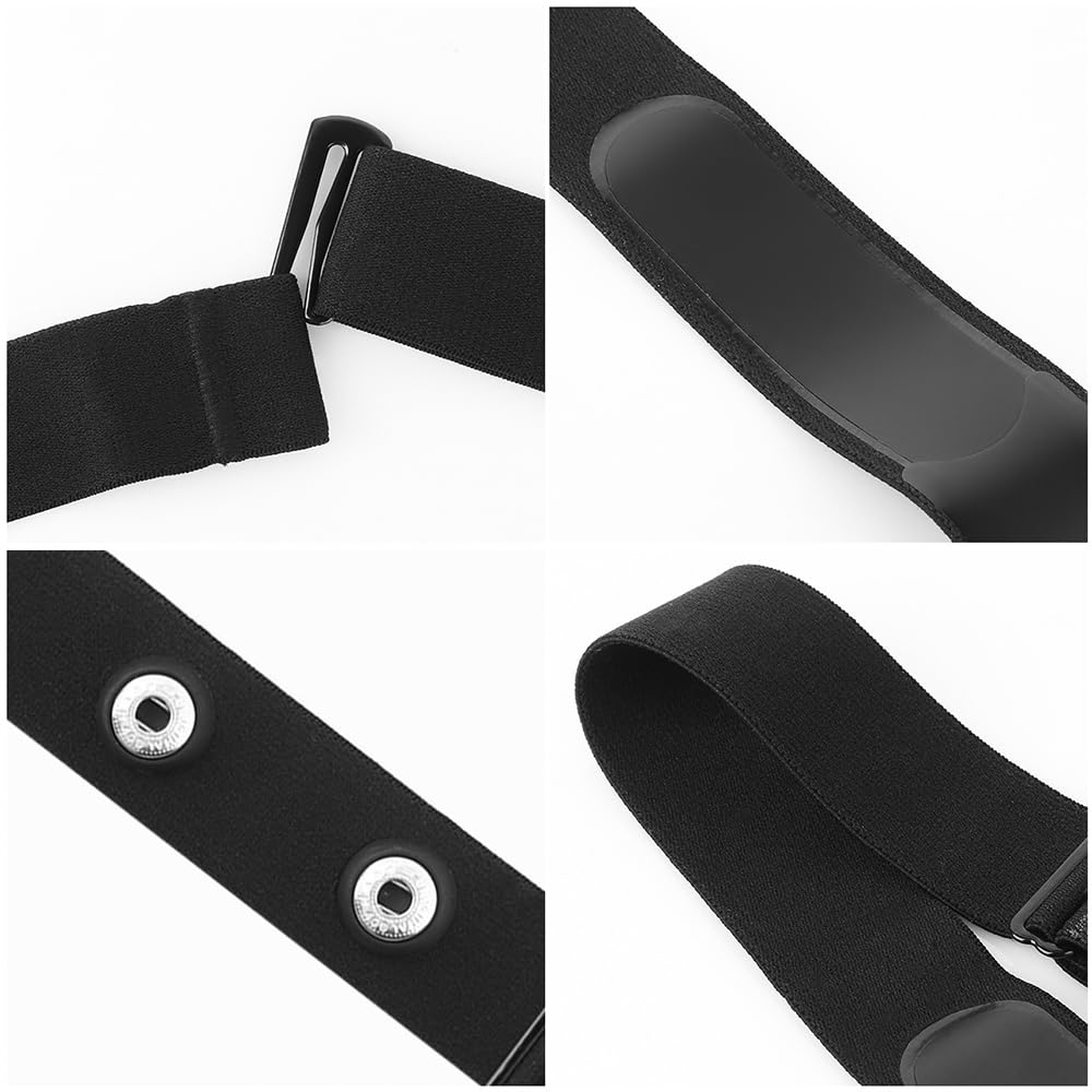 Correa para el Pecho con Monitor de Frecuencia Cardíaca de Repuesto, Suave y Ajustable, Compatible con Polar H10, H9, H7 (Negro)
