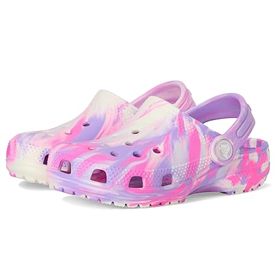 Crocs Kids Classic Marbled Tie Dye Clogs (Toddler) Kids Shoes Pink Crush/Multi Glow in the Dark
