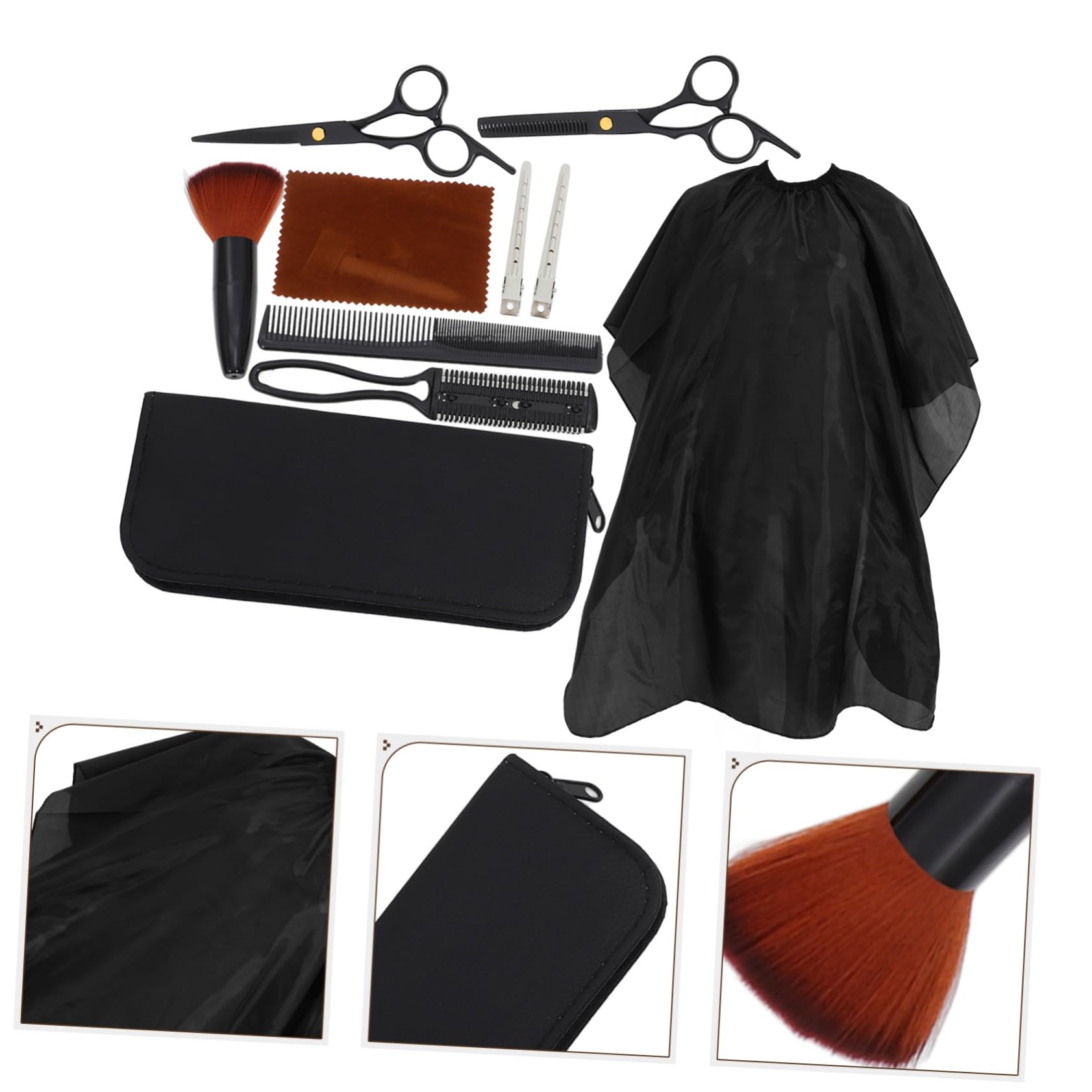 Juego de Tijeras Tijeras Planas para Cortar el Cabello de Acero Inoxidable Negro Peluquero para Uso Profesional y Doméstico