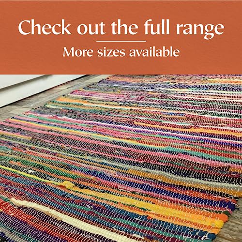 Second Nature Online - SHANTI Mehrfarbiger Teppich | Handgewebt | Umweltfreundlich: 100% recycelter Stoff | Ethisch unbedenklich | Flachgewebe (240 cm x 240 cm)