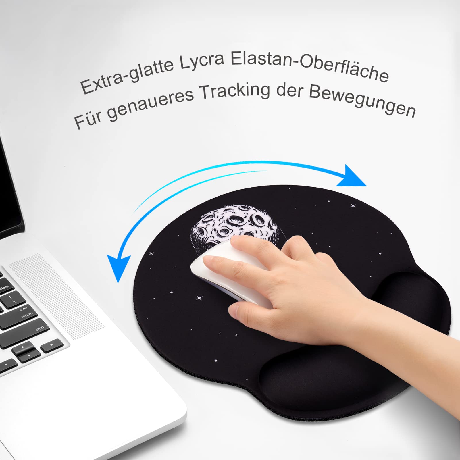 AOKSUNOVA Tappetino per il mouse ergonomico con cuscinetto in gel e tappetino per il mouse, con motivo in gel, colore nero