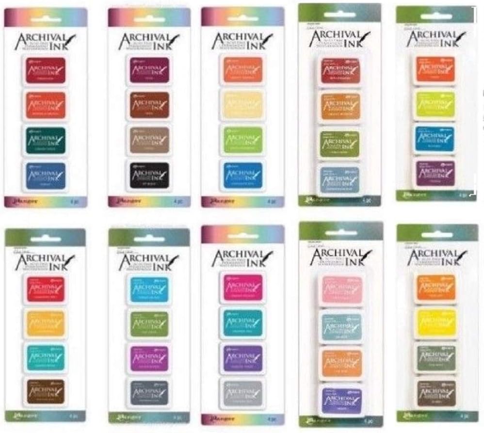 Ranger Mini Archival Ink Pads Bundle Complete Set Includes Wendy Vecchi 10 Packs Bundle - 40 Ink Pads totals with Bonus Mixing Cups