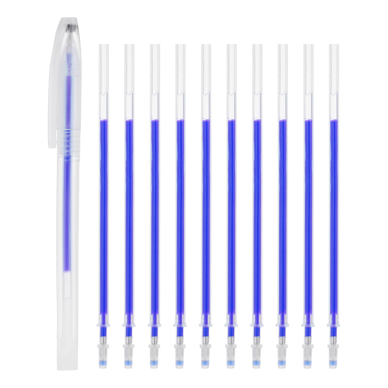 PATIKIL 10Pcs Erasable Gel Pens Refills, 1mm Heat Erasable Pens for Fabric Disappearing Ink Pen Fabric Markers for Sewing Quilting Planner Writing, Blue Ink