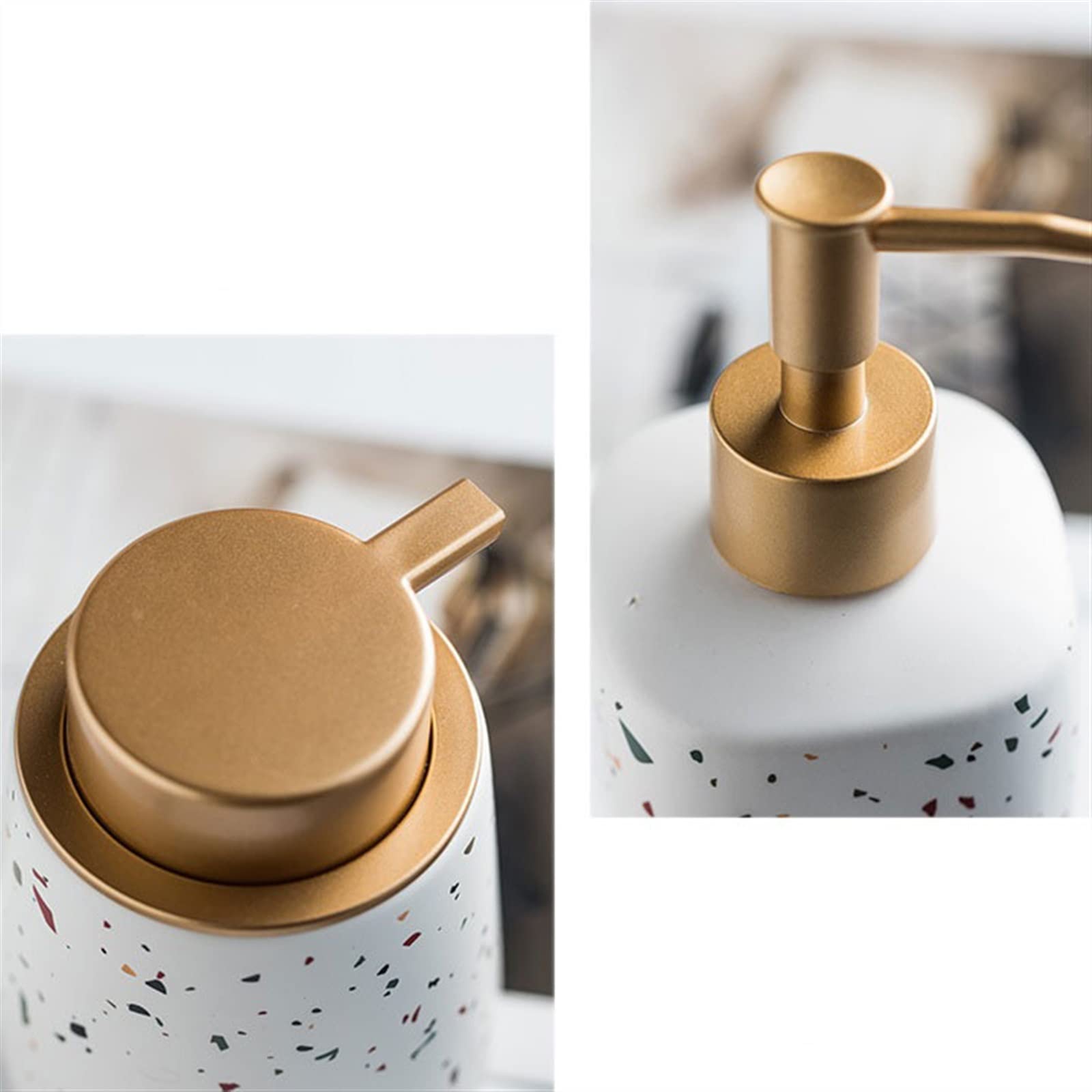 Dispensador de jabón para baño de 370 ml/380 ml/400 ml, Botella Dividida de cerámica, Gel de Ducha, loción con Bomba dosificadora para Cocina y Aseo (tamaño: Dorado).