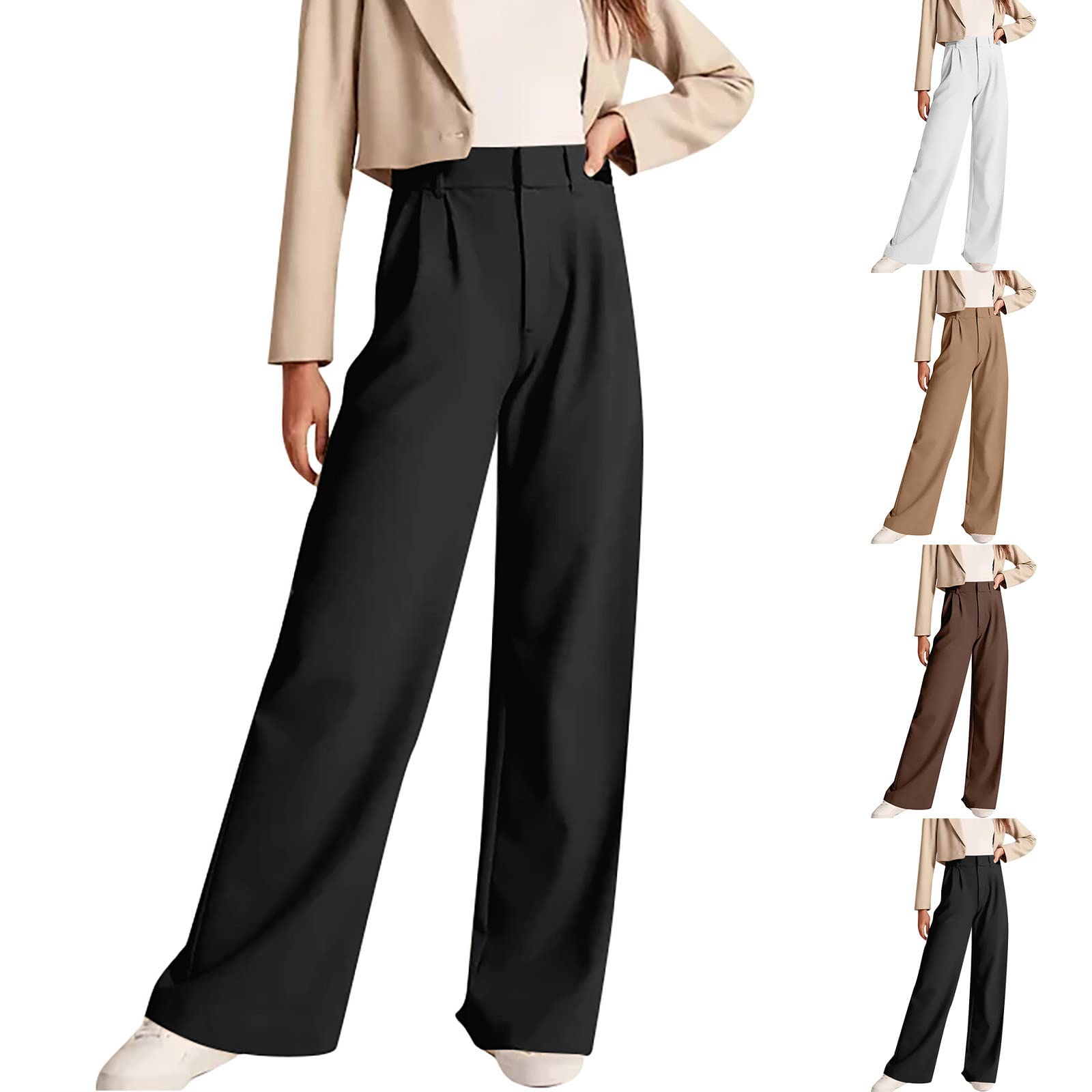 Women Wide Leg Trousers Effortless Tailored Wide Leg Pants Summer High Waist Casual Dress Pants Flowy Palazzo Pants