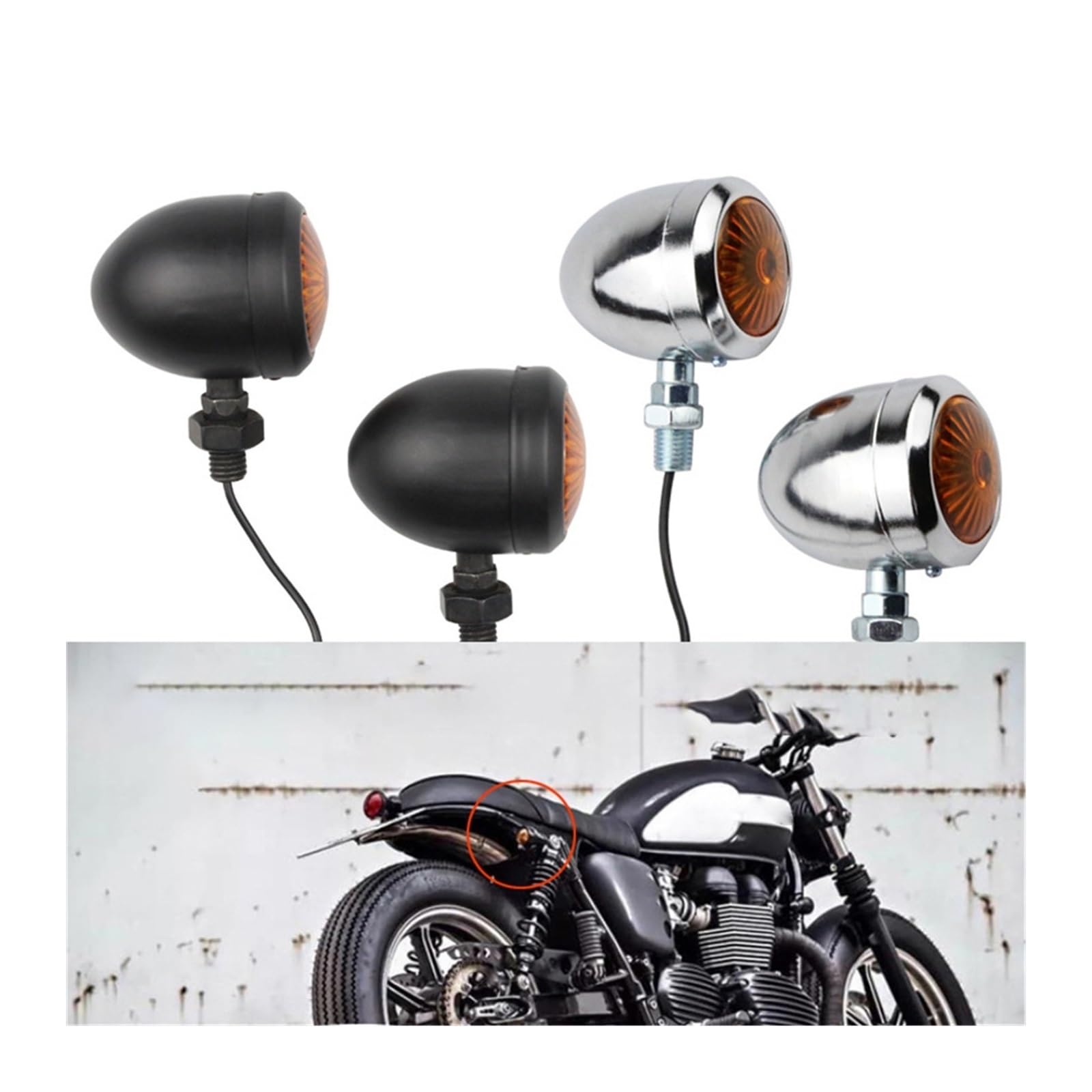 Indicatore di direzione per moto 2 pezzi di svolta per moto per luci segnalazione lampeggiatori illuminazione ambrati modifica lampeggiante retrò universale accessori(A)