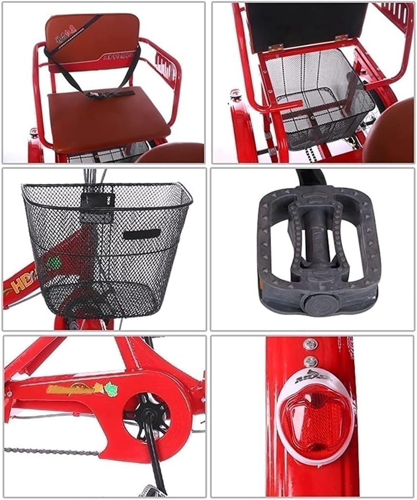 Adult Tricycle 1 Speed Size Cruise Bike Folding Tricycles 16-Inch with Brake System Cruiser Bicycles for Recreation Shopping Picnics Exercise Men's Women's Bike Black