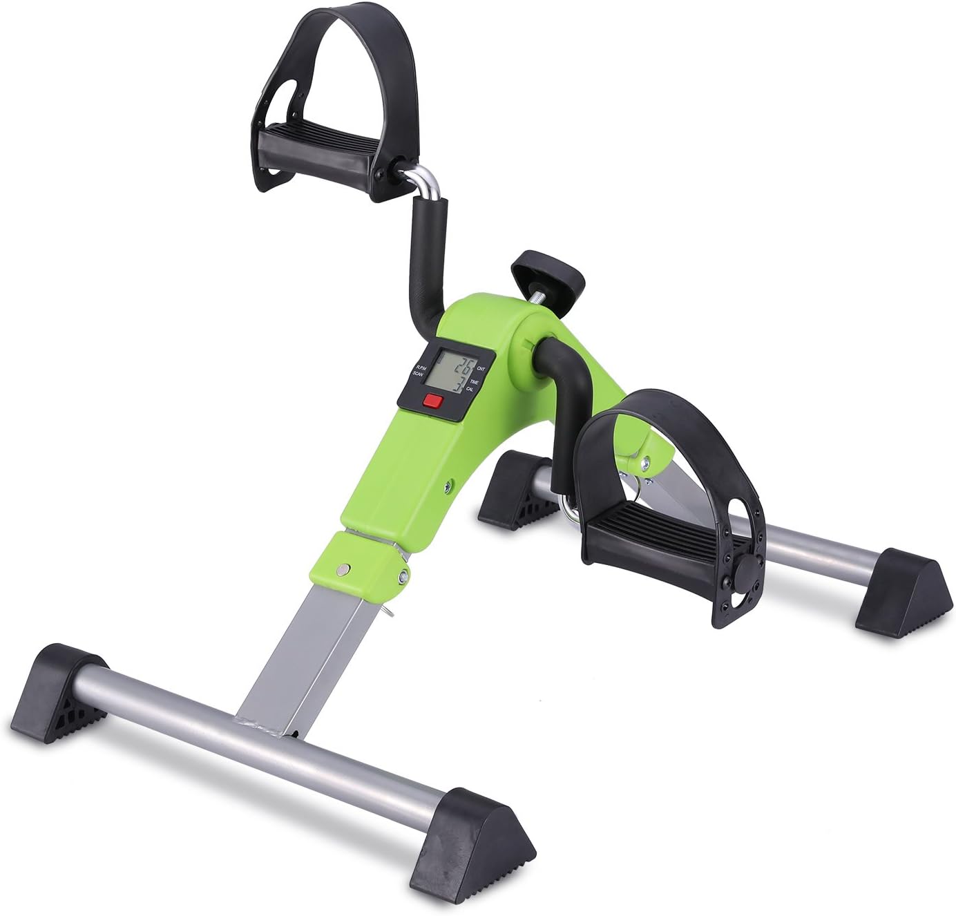 Exercise Bike Foot Peddler with LCD Monitor for Light Exercise (green/grey)