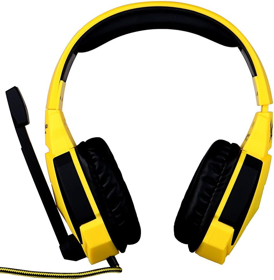 EACH G4000 USB Stereo Gaming Headphone Headset Headband with Microphone Volume Control LED Light for PC Game--yellow