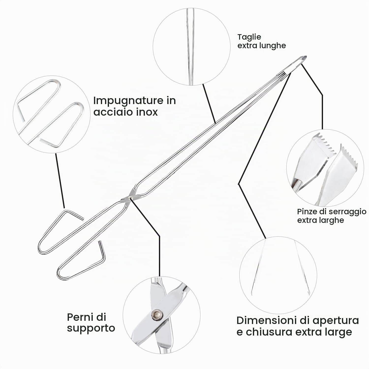 Tissting Pinze per Forbici Extra Lunghe, Pinze per Barbecue da Esterno in Acciaio Inossidabile da 55 Cm, Pinze per Forbici da Cucina Lunghe, Pinze per Legna da Ardere con Pinze per Carbone