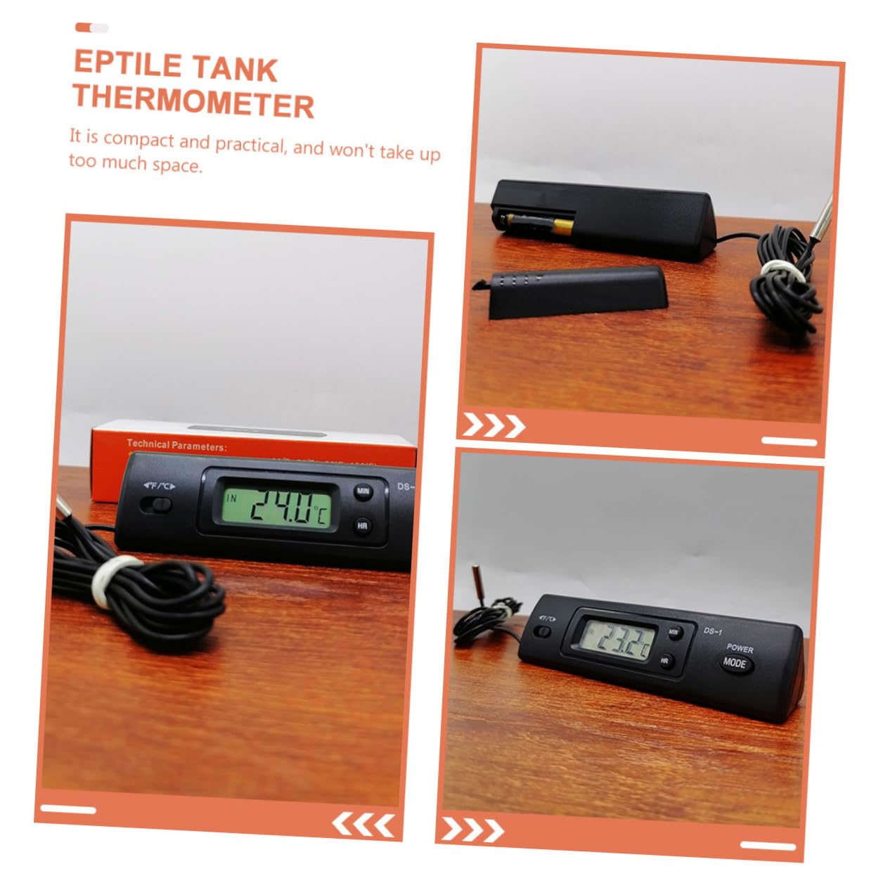 POPETPOP 5 Juegos De Acuario Coche Monitor De Temperatura Del Tanque Suministro De Acuario Tanque De Peces Dispositivo De Medida De Temperatura Abs Black