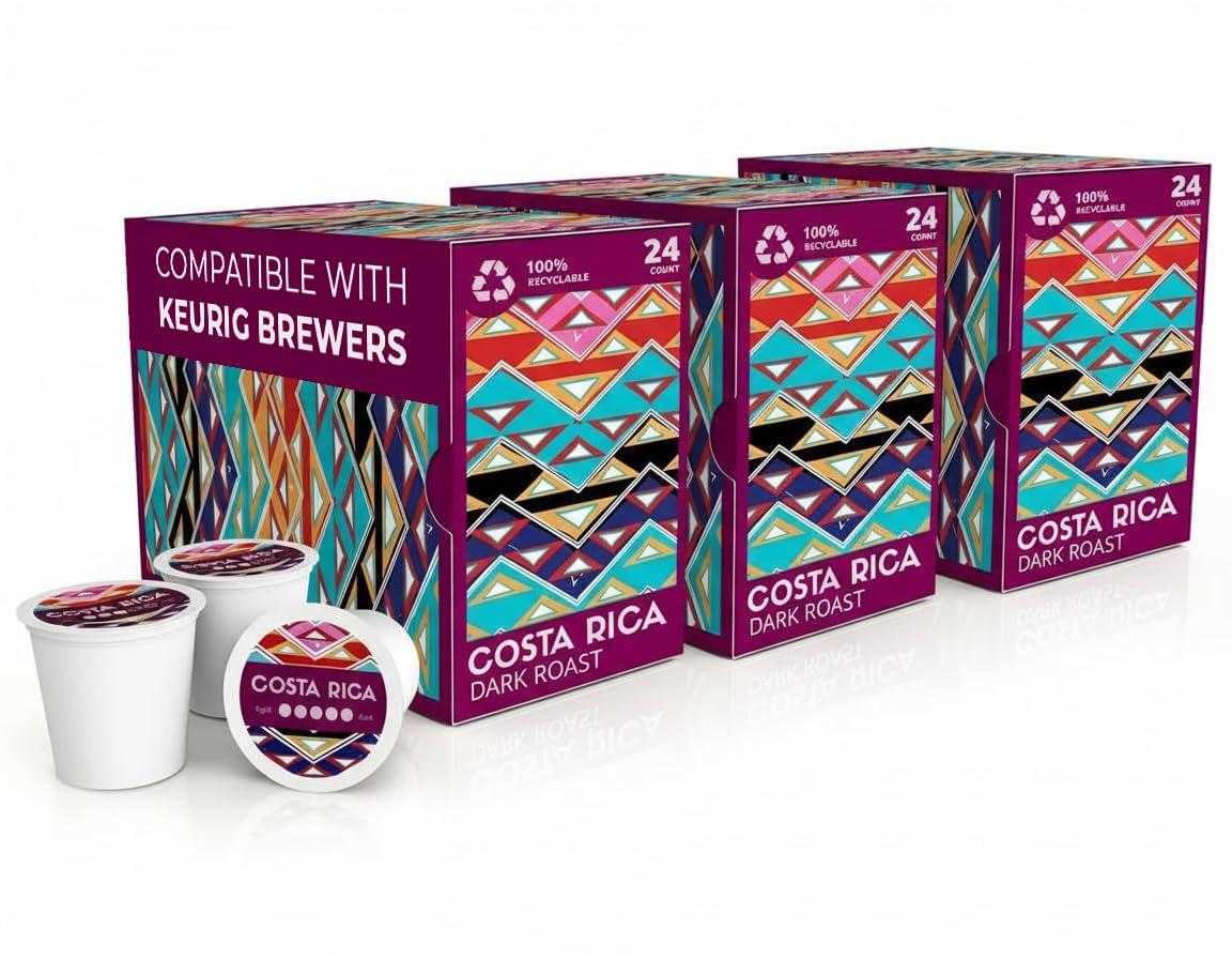 Atlas Coffee Club Coffee Pods – Dark Roast, Single-Origin Costa Rica, 72 Count – Compatible with Keurig K-Cup Brewers – 100% Recyclable, Premium Arabica Coffee