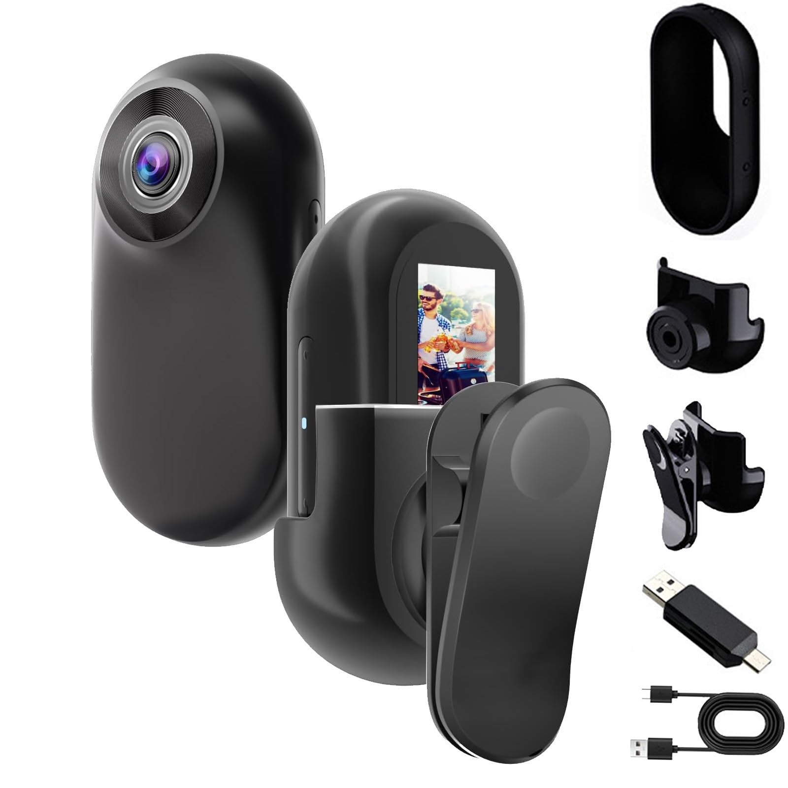 OBEST Mini Camara Deportiva 1080P con Pantalla 0,96", Bodycam POV Magnética