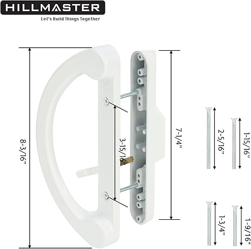 Miniatura 2 de Juego de manijas para puerta corredera de patio con cerradura de muesca 45° para reemplazo, diseño reversible de estilo de muesca, sin llave