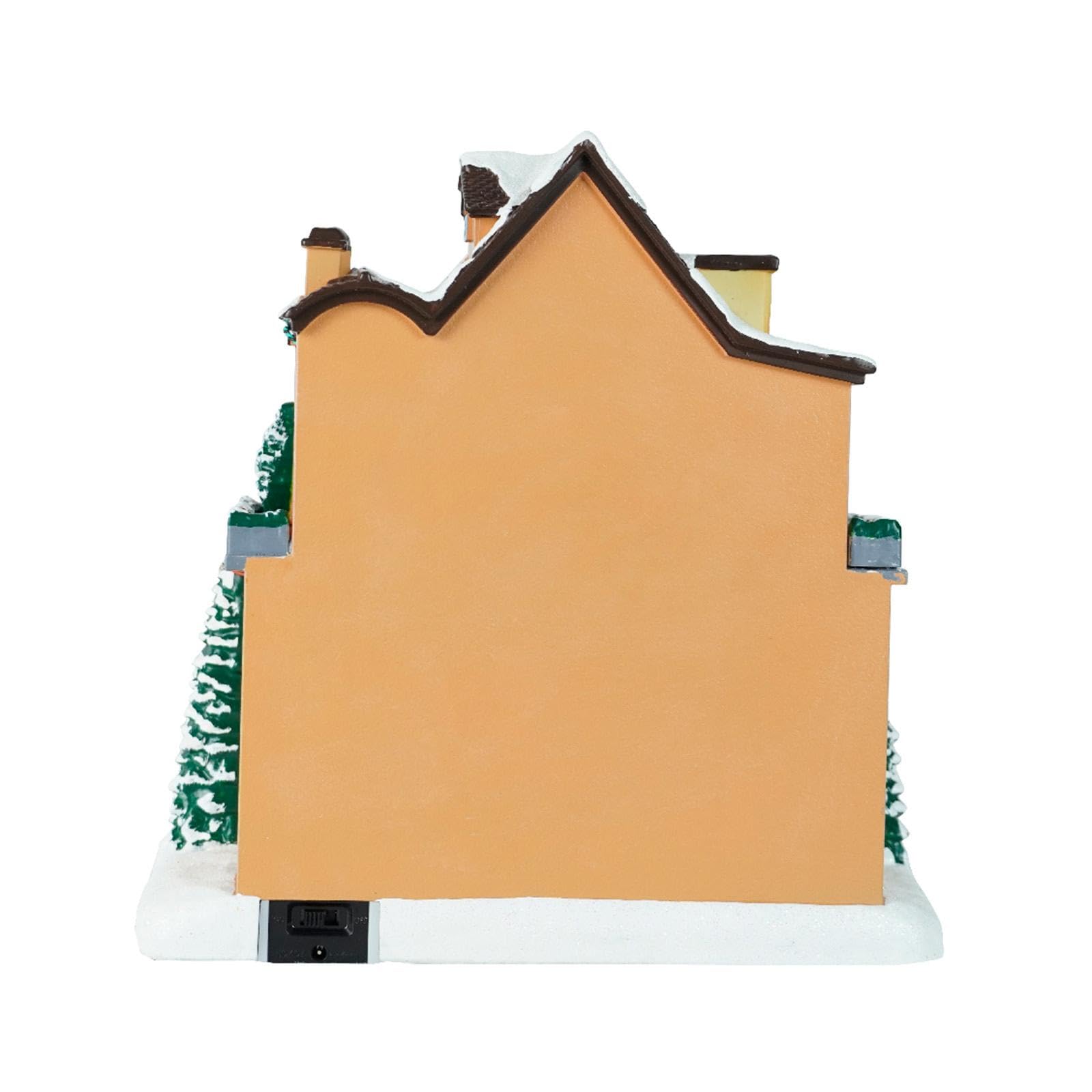 Figuras Navideñas Miniatura Casa Escultura Iluminada Musical con Luz Led de Resina Coleccionable para Navidad Adecuado para Regalo Decoración del