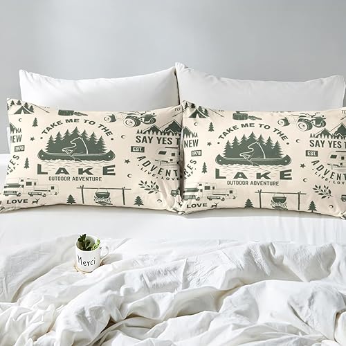 Miniatura 6 de Castle Fairy Funda de edredón con temática de campamento, tamaño Queen, funda de edredón con 2 fundas de almohada para adolescentes, adultos, niños,