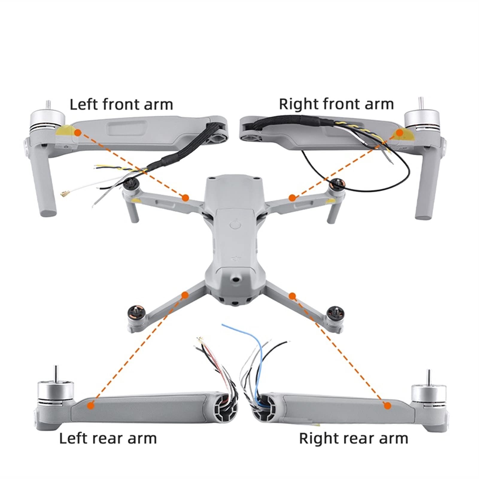 Nadwozie Skorupa Silnik Ramię Górne Dolne Środkowe Rama Przód Tył Lewe Prawe Ramiona Naprawa Części Zamienne, dla Mavic, Air 2S Ramię wymienne do drona FPV(Body shell 3 in 1)