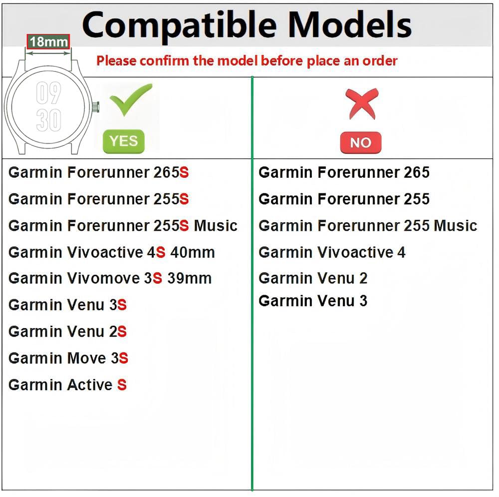 Pasek do zegarka Garmin Forerunner 265S/255S/Music/Vivoactive 4S 40 mm/3S 39 mm/Venu 3S/2S/Move 3S/Active S, regulowany pasek do zegarka, miękki nylonowy pasek do zegarka