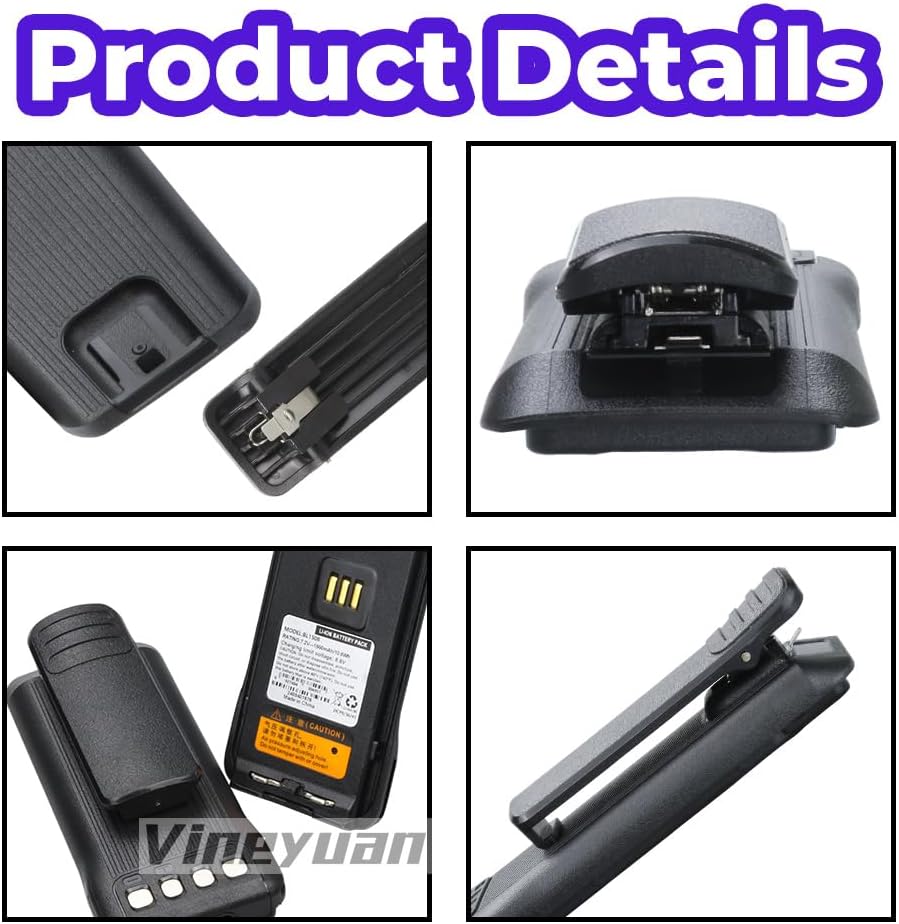 7.2V 1500mAh BL1508 Li-ion Rechargeable Battery with Belt Clip for HYT Hytera HP500 HP560 HP505 Handheld Two Way Radios