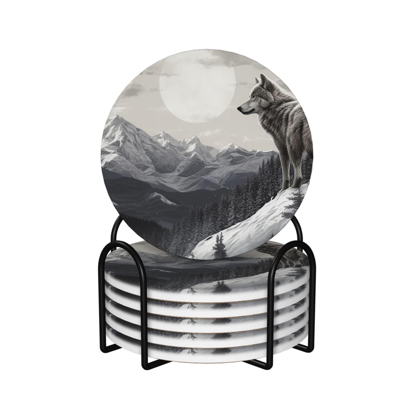 Dessous de verre montagne en céramique et liège pour vos apéritifs entre amis