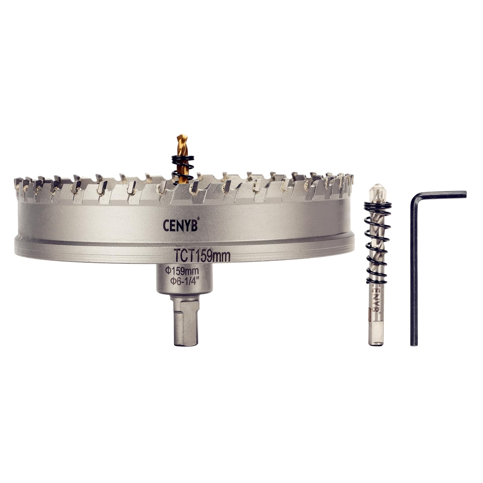 2-1/8" (54mm) Tungsten Carbide Tipped Hole Saw with 2Pcs Titanium-Plated Pilot Drill Bits for Metal, Steel, Iron, Wood, Plastic — view 59