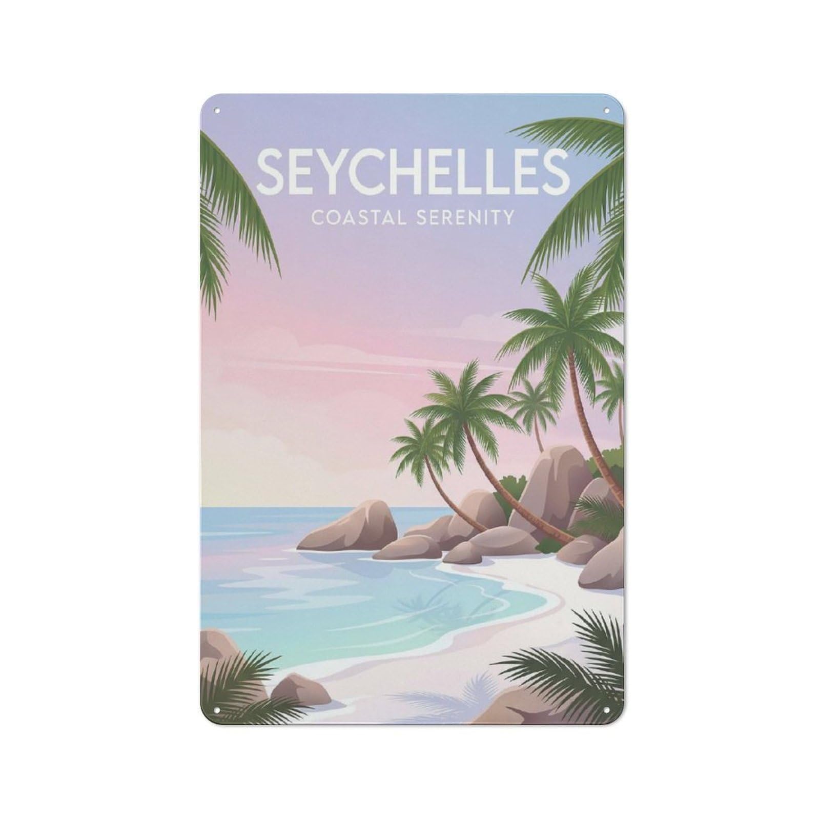 Junmoney Style-13 Seychelles Coastal Serenity Cafe Metal Sign 30X20cm, Vintage Restaurant Wall Art For Tea Room, Shop Wall Or Breakfast Area