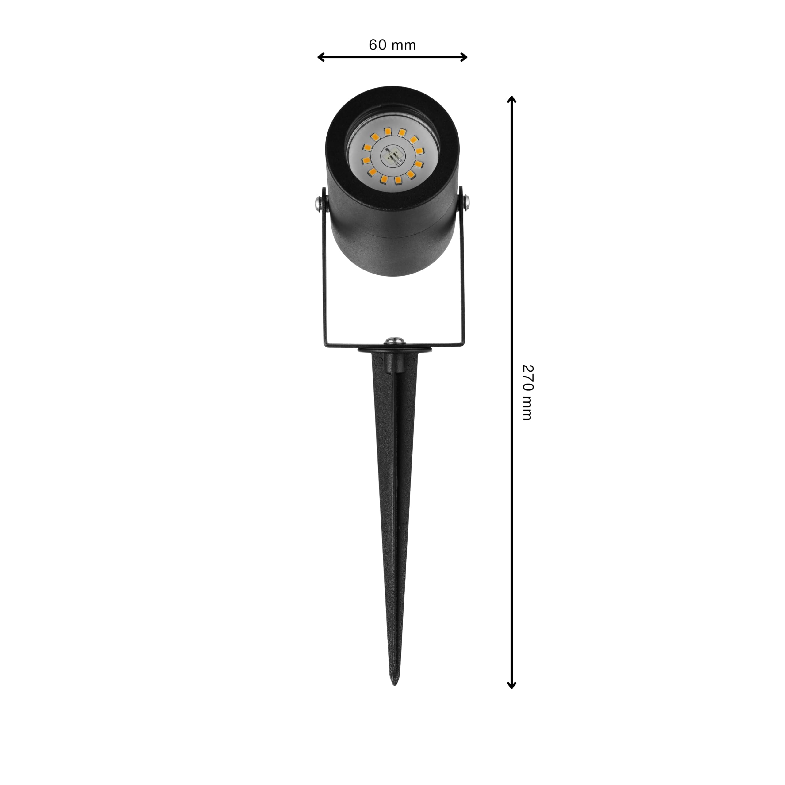 REV Juego de iluminación de jardín (12 luces orientables para senderos, carcasa de aluminio IP65, 230 lm, 3 W, cable de 1,5 m, altura: 27 cm), color negro