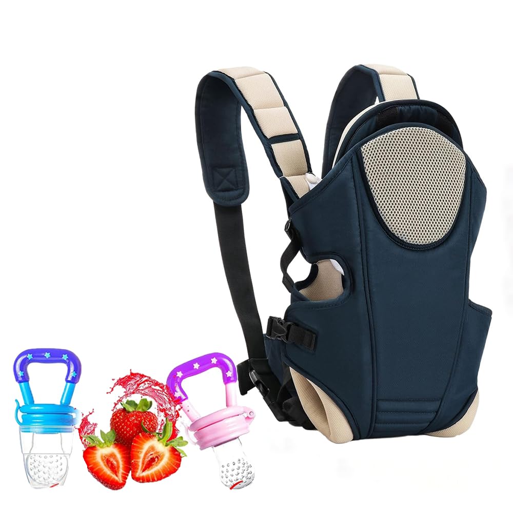 Mom's Pride Baby Carrier Bag for 0 to 3-Year Baby, with 3 Carry Positions for 0 to 12 Months Baby, Max Weight Up to 12 Kgs (Blue with Baby Soother)-image-43
