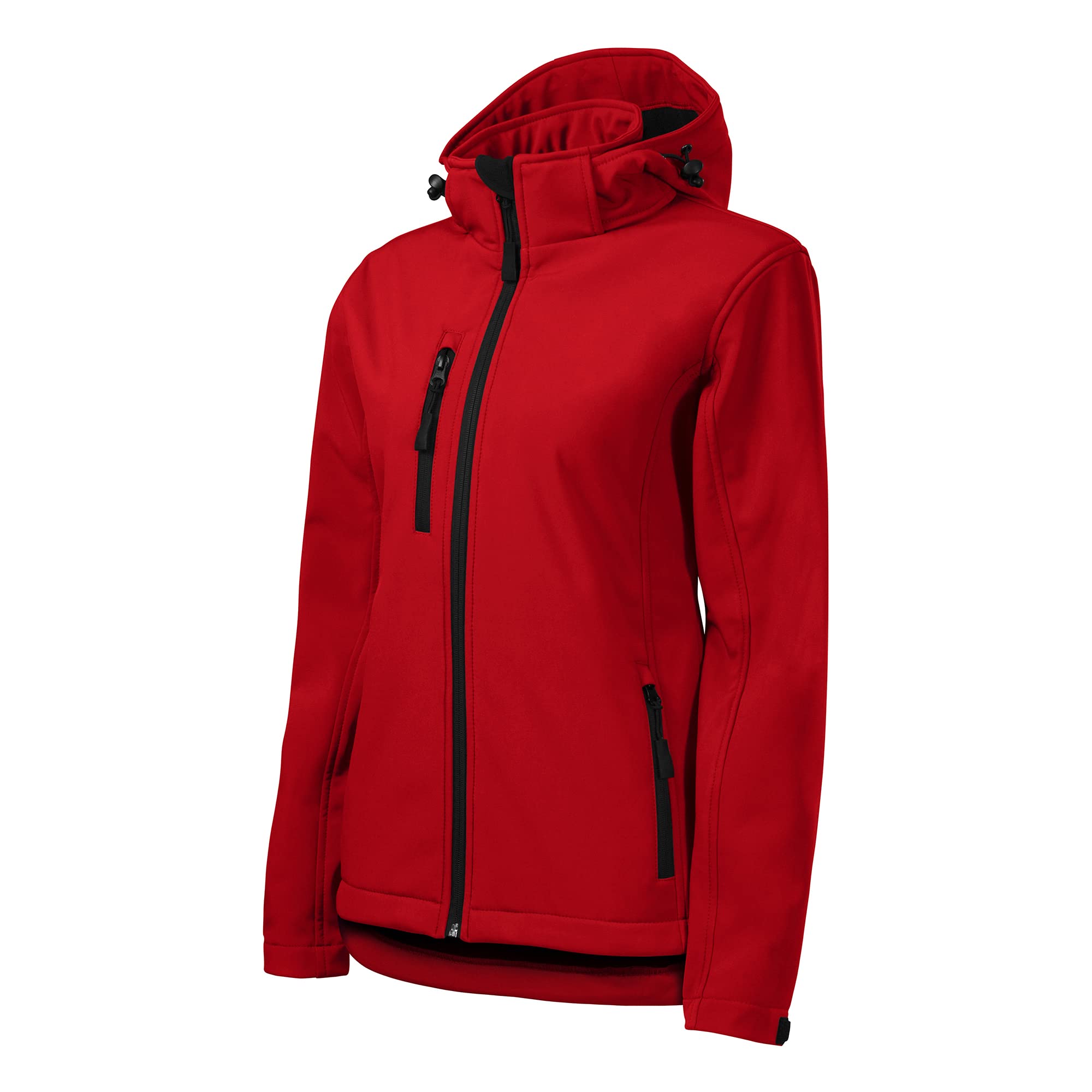DELUNO Damen Tailliert Outdoor Softshelljacke mit Kapuze - Winddicht Funktions Regen Wasserabweisend Atmungsaktiv Jacke - Neu - Rot Blau Weis Grau - S M L XL 2XL 3XL