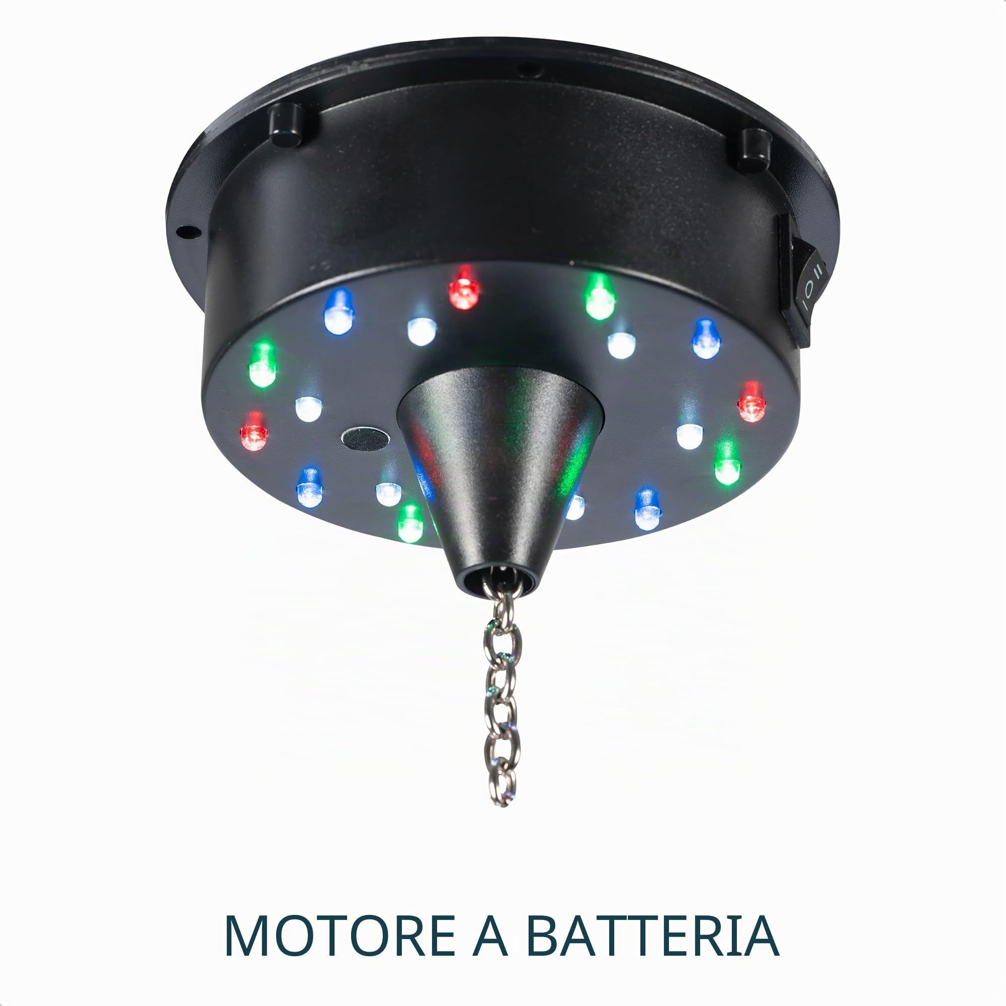 Ibiza - DISCO1-30 - Sfera sfaccettata di 30 cm di diametro con base a 18 LED e catena di 20 cm - Alimentazione a batteria