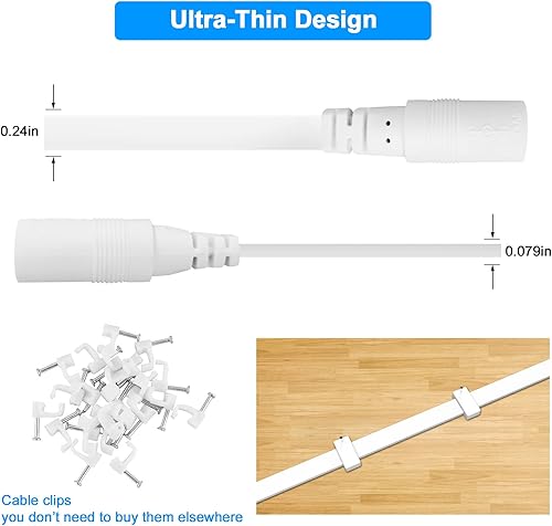 Miniatura 25 de Cable de extensión de alimentación CC de 16.5 pies, enchufe de 0.083 in x 0.217 in, compatible con cable adaptador de CC de 12 V para cámara de Negro