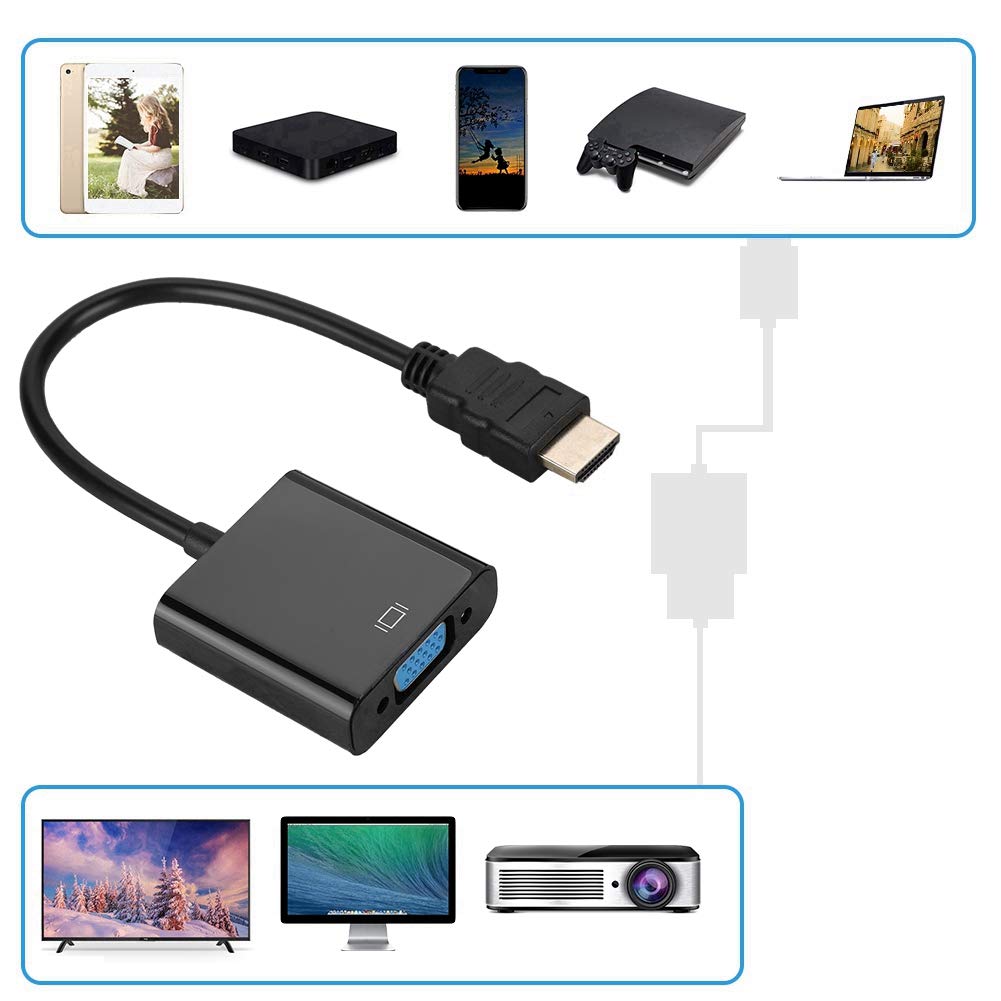 Kabel HDMI do VGA, praktyczny konwerter kabla HDMI na VGA, powierzchnia ABS do monitorów, monitorów LCD, starych projektorów, telewizorów i monitorów