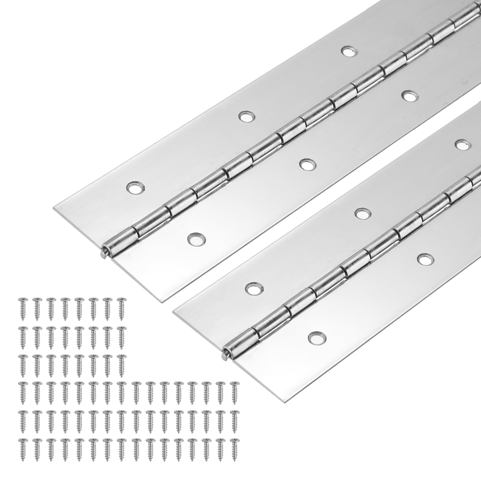 PATIKIL Heavy Duty Piano Hinge 900 x 50.8 x 1 Mm, 2 Pack 304 Stainless Steel Continuous Hinge for Piano, Cabinet Door, Wooden Box, Folding Table, Silver