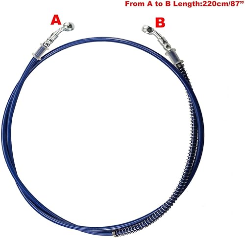 Miniatura 2 de PRO BAT 86" Manguera de línea de manguera de freno hidráulico trenzada para scooter GY6 chino, ATV, Dirt Bike, Go Kart, 10mm extremos Banjo azul