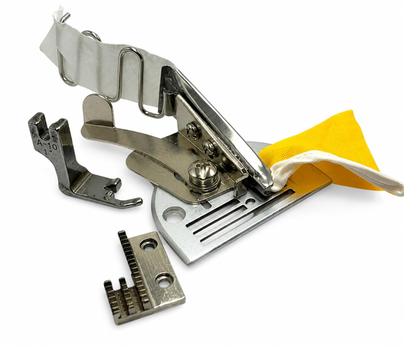 Zenith Steel 26 mm Double Fold Angle Binder A10 for Industrial Sewing Machine Folder Set (Includes Fold Angle Binder, Needle Plate, Pressure Foot, Feed Dog)